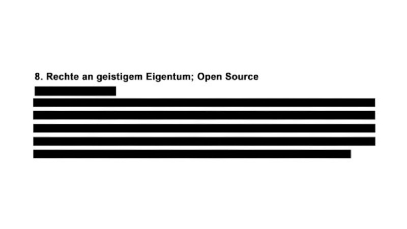 „8. Rechte an geistigem Eigentum; Open Source [geschwärzter Absatz]“